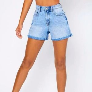 SHEIN High Waisted Wide Leg Frayed Denim Shorts